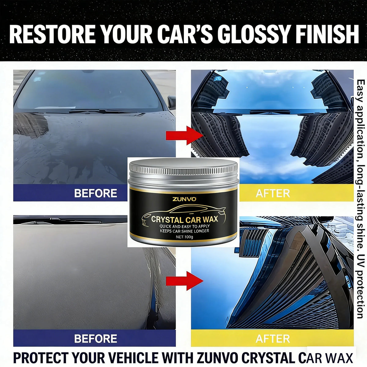 Crystal Car Wax Polish – Easy Apply, Long-Lasting Shine Car Wax Polish QXL
