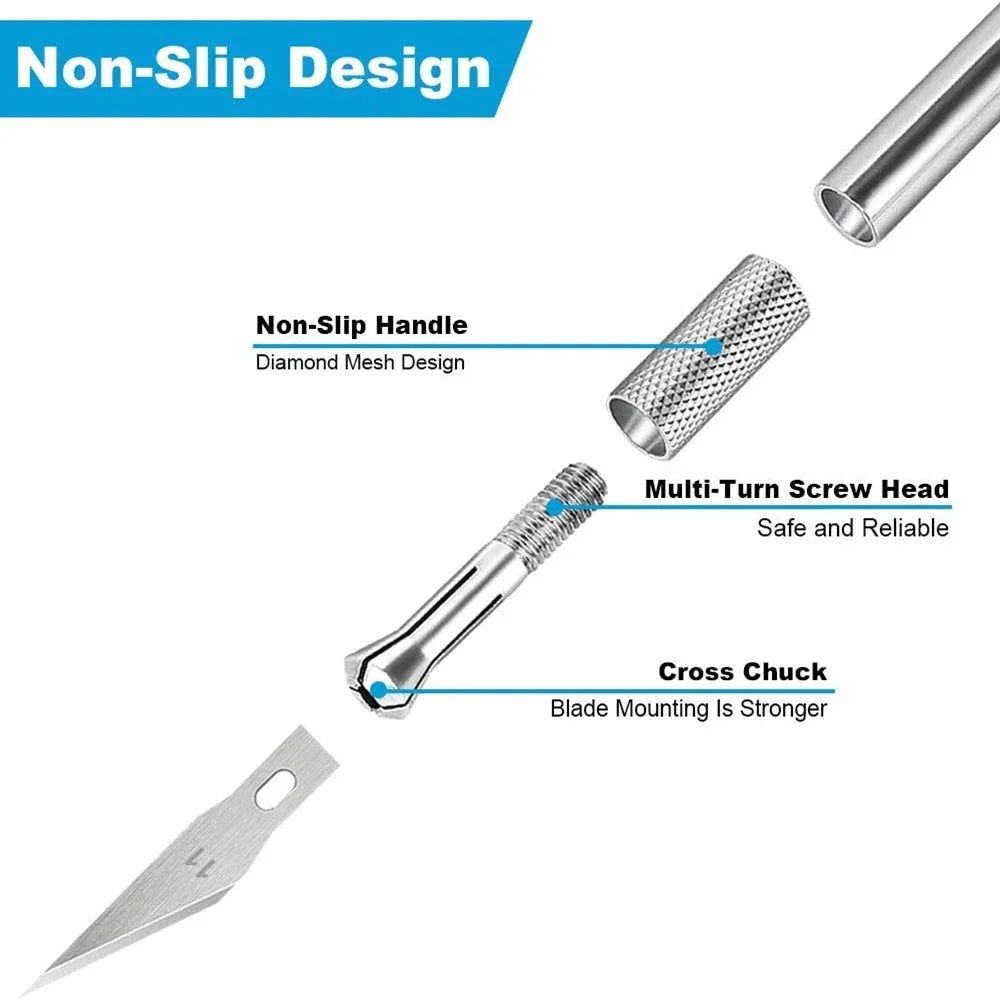 Precision Craft Knife Kit | Non-Slip Aluminum + 5 Blades Precision Craft Knife QXL