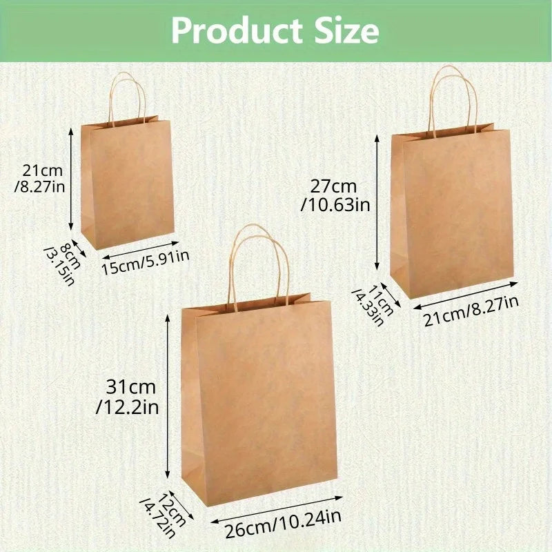 Kraft Brown Paper Gift Bags with Handles | Bulk Assorted Sizes Kraft Paper Gift Bags QXL