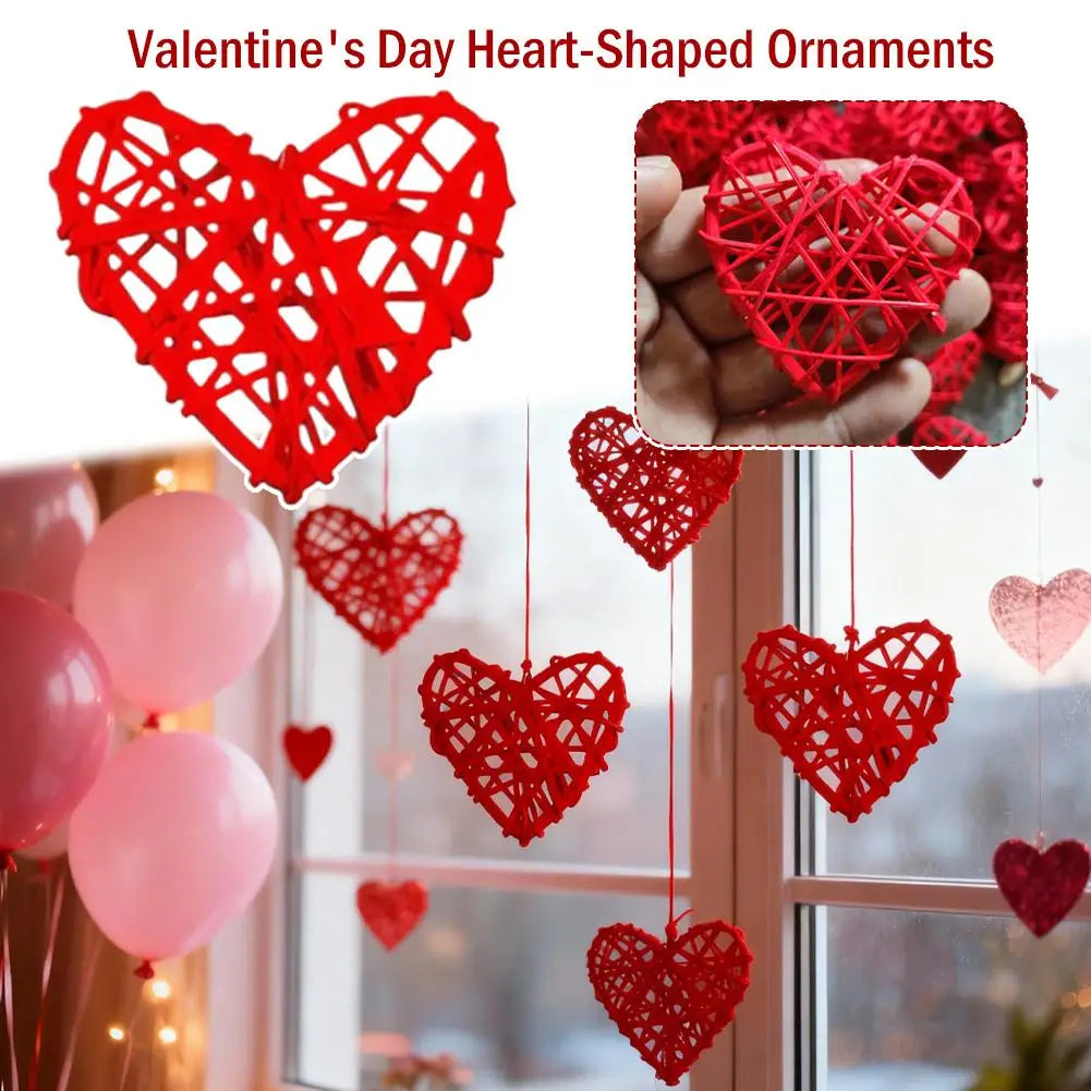 10-Pack Red Rattan Heart Wicker Ornaments | DIY Home Decor Wicker Heart Ornaments QXL