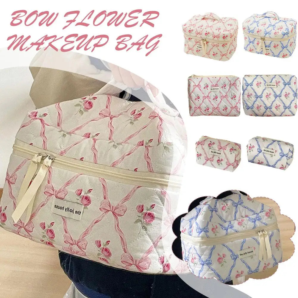 Large Quilted Makeup Bag & Cosmetic Organizer for Women Cosmetic Organizer Bag QXL