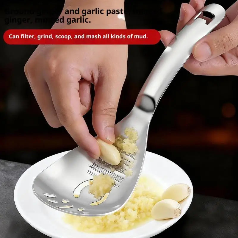 Slotted Spoon with Garlic Grinder | 304 Stainless Steel Kitchen Tool Kitchen Spoon Grinder QXL Default Title