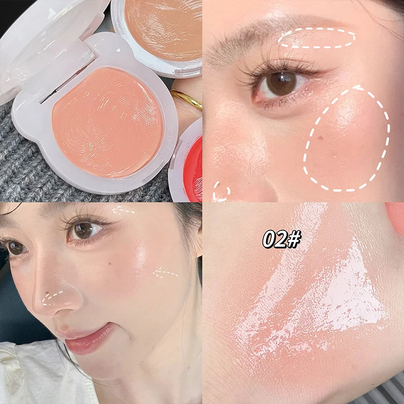 QIBEST Hydrating Cream Blush Palette | Cheek Tint & Highlighter Cream Blush Palette QXL 02
