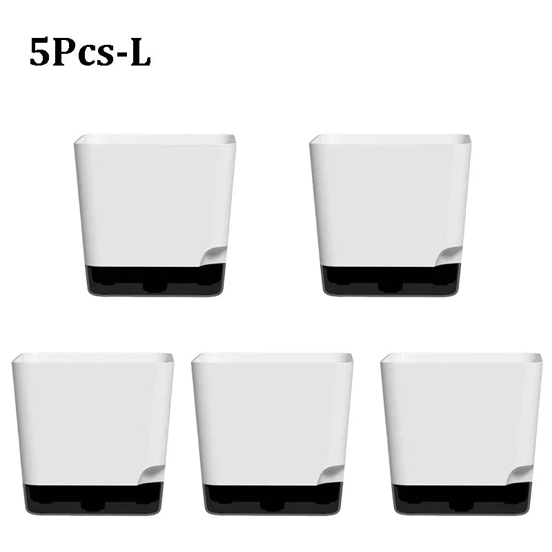 5-Pack Self-Watering Planters with Drainage & Reservoir Self-Watering Planter QXL 5Pcs-L