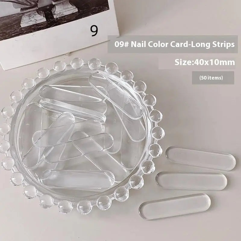 50-Pc Glass Nail Polish Color Display Cards | 3D Bean Plates Nail Color Display QXL 9