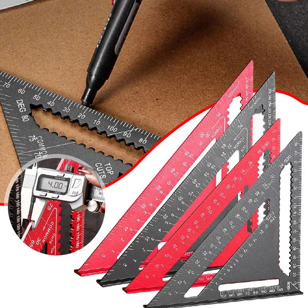 Aluminum Alloy Woodworking Triangle Ruler | Dual-Scale Square Woodworking Square QXL