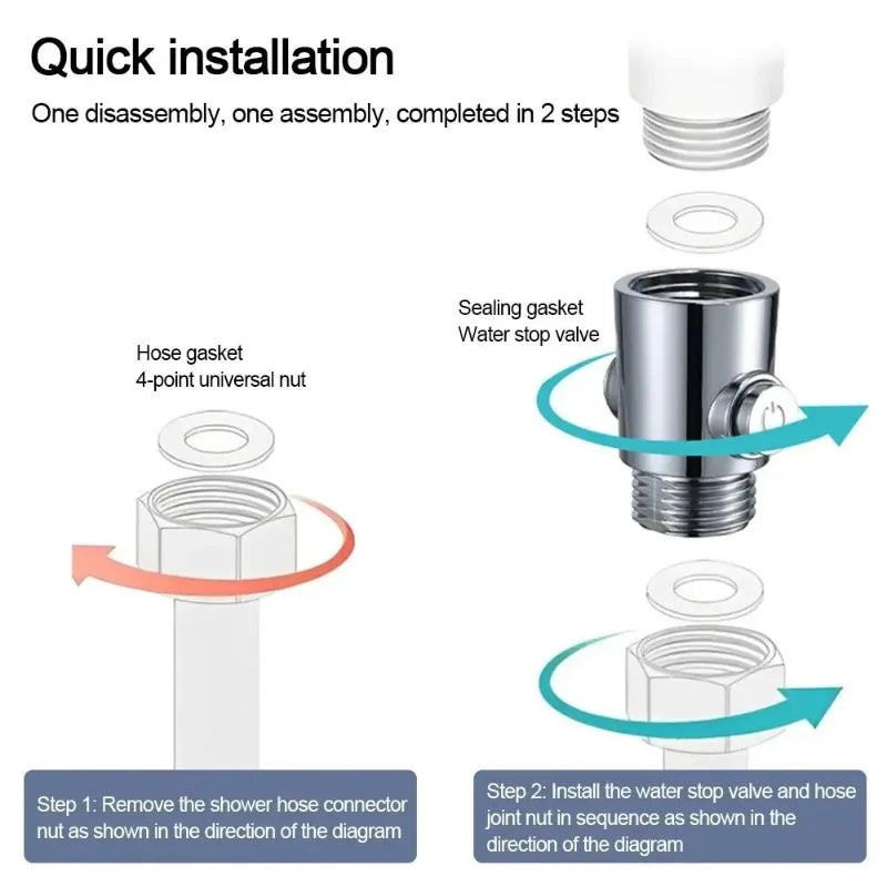 Shower Arm Diverter | One-Button Water Flow Shut-Off Switch Shower Diverter Valve QXL