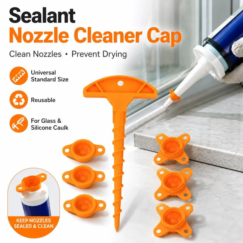 Reusable Caulk Tube Cap & Nozzle Cleaner Set | DIY Sealant Caulk Nozzle Cap Set QXL