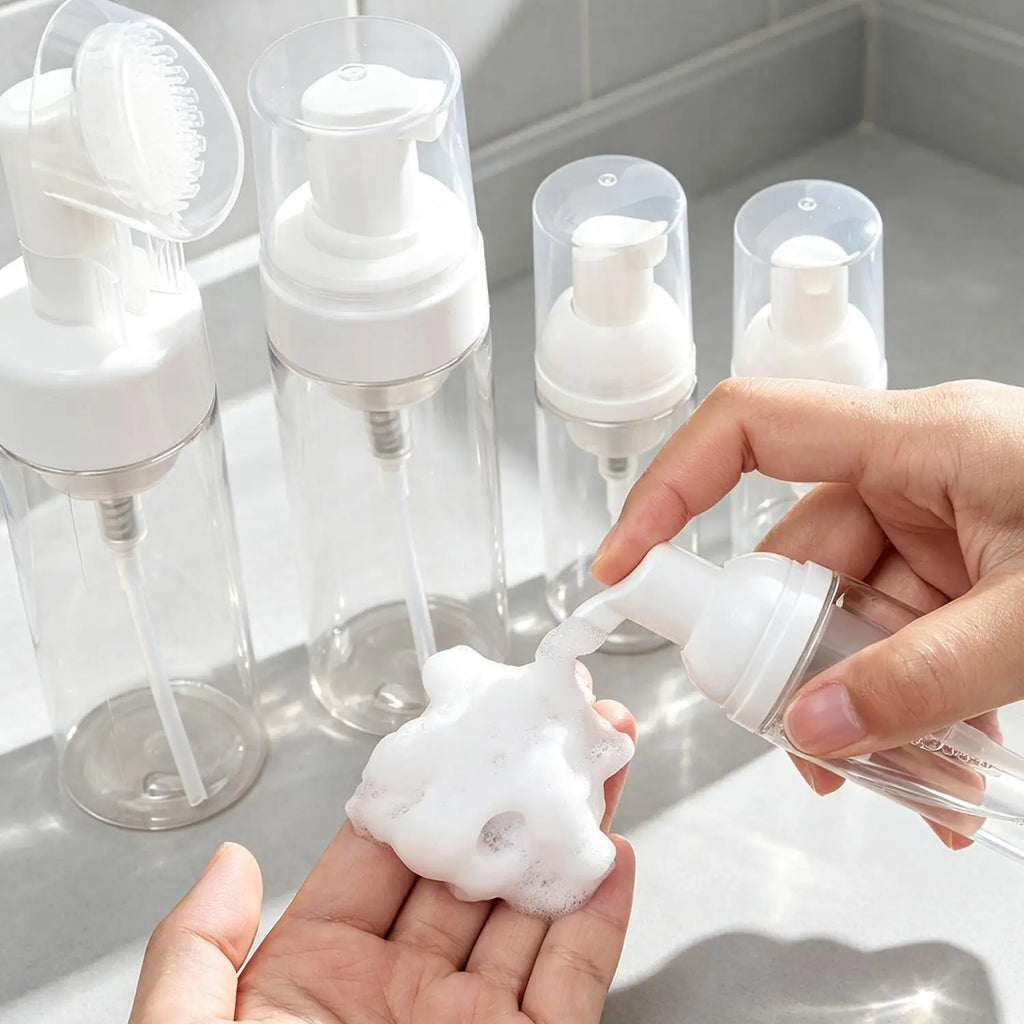Refillable Foaming Soap Dispenser Bottle with Brush 30/50/150ml Foaming Dispenser Bottle QXL