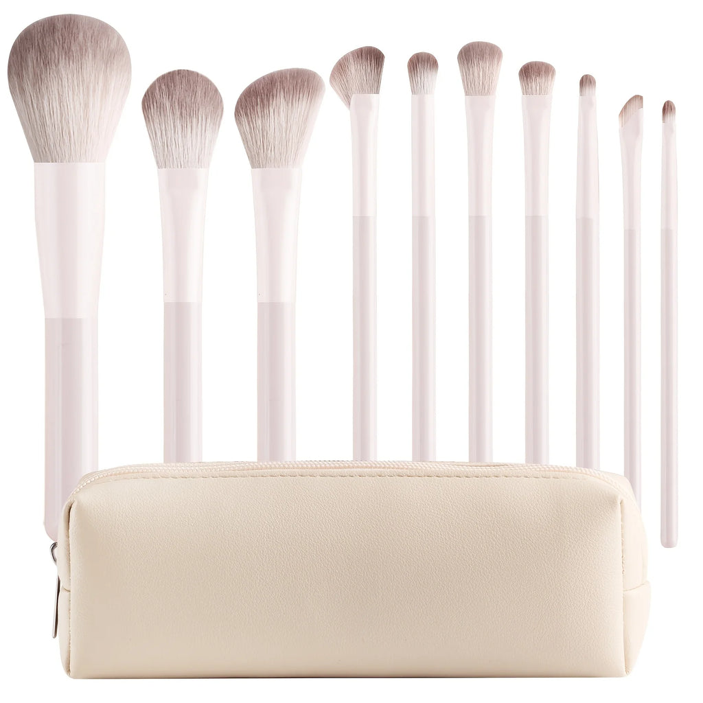 LUXEBLEND 10-Pc Beginner Makeup Brush Set with Storage Bag Makeup Brush Set QXL