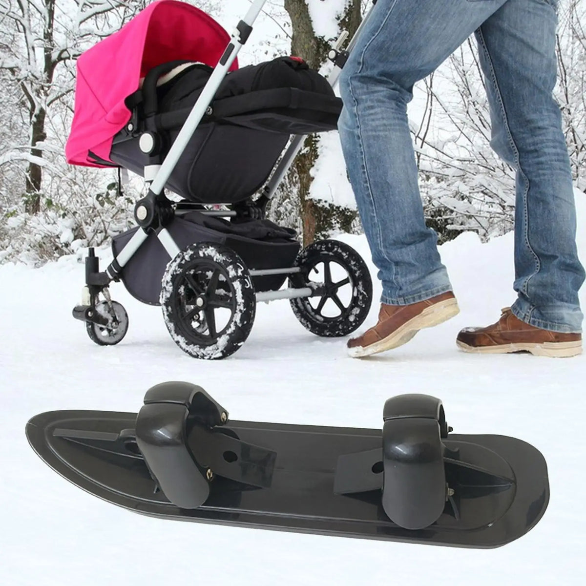 2-in-1 Stroller Ski Sled Conversion Attachment for Scooters Ski Sled Attachment QXL