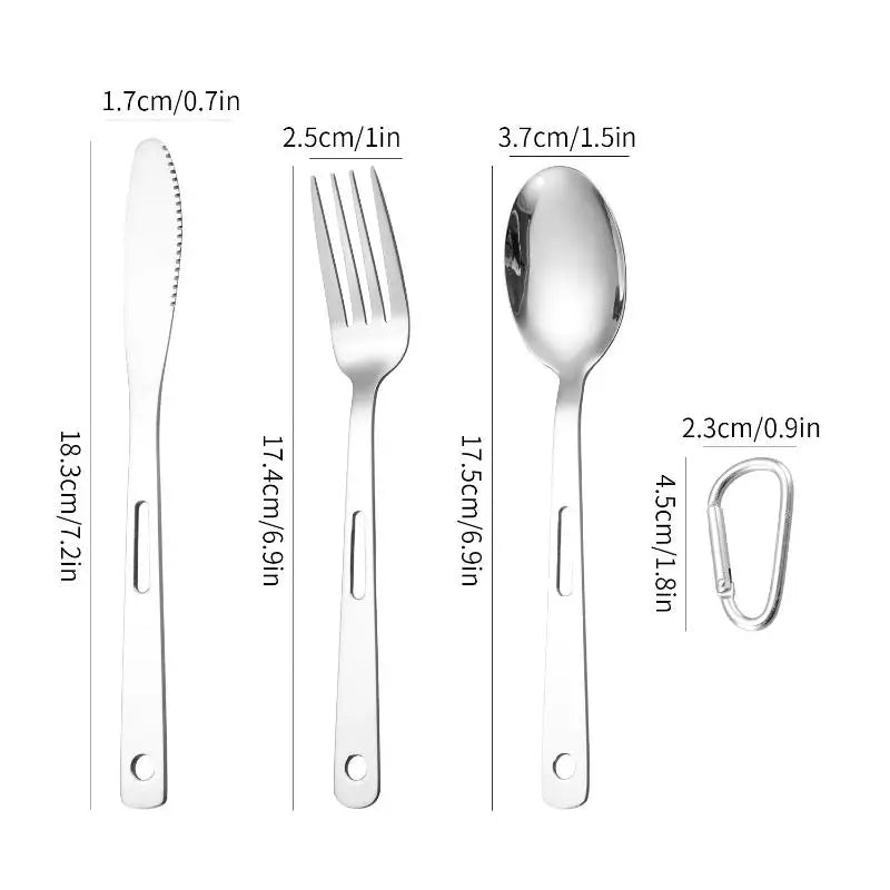 3-Piece Camping Cutlery Set | Stainless Steel Knife Fork Spoon Camping Cutlery Set QXL