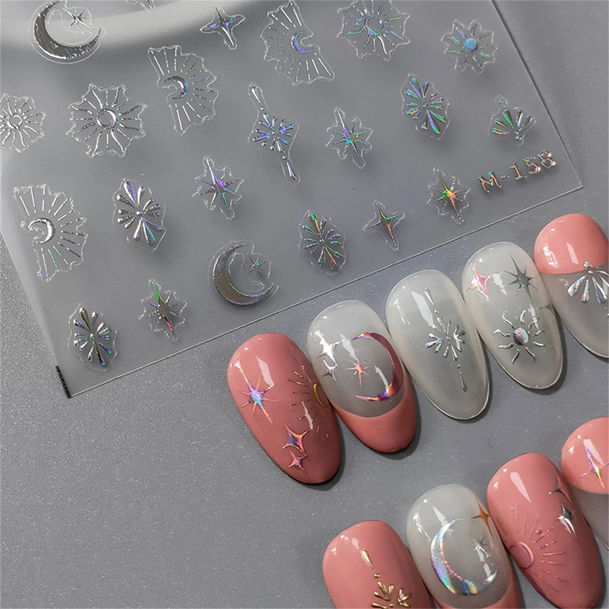 5D Star & Moon Nail Art Stickers | Laser Slider Decals Nail Art Stickers QXL
