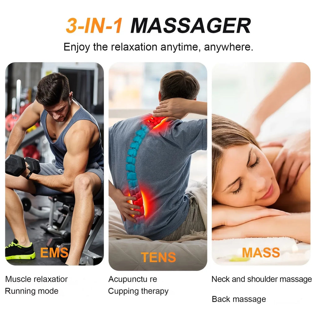 3-in-1 TENS EMS Muscle Stimulator | Dual Channel Massager EMS TENS Massager QXL