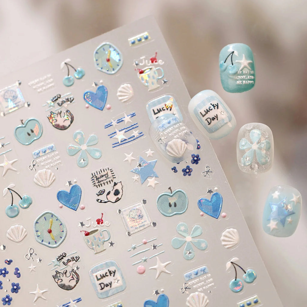 5D Nail Art Stickers – Kitten Floral Self-Adhesive Decals Nail Art Stickers QXL