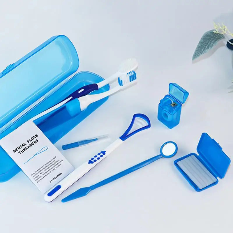 8-Piece Portable Dental Oral Care Kit with Storage Case Dental Care Kit QXL