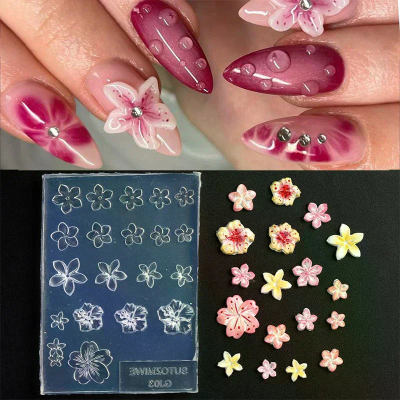 Frangipani Silicone Nail Art Mold | Flower Manicure Template Nail Art Mold QXL