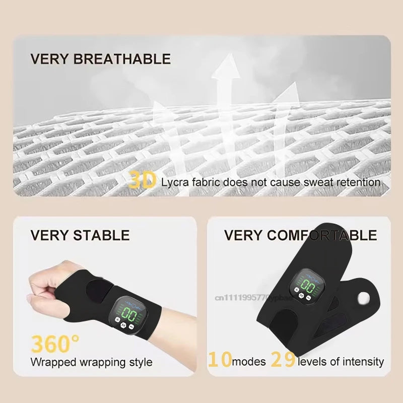 EMS Cordless Wrist Massager | 10 Modes, 29 Levels, Rechargeable Wrist Massager QXL