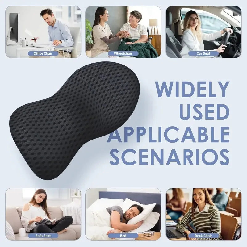 Memory Foam Lumbar Support Pillow | Office Chair & Car Seat Lumbar Support Pillow QXL