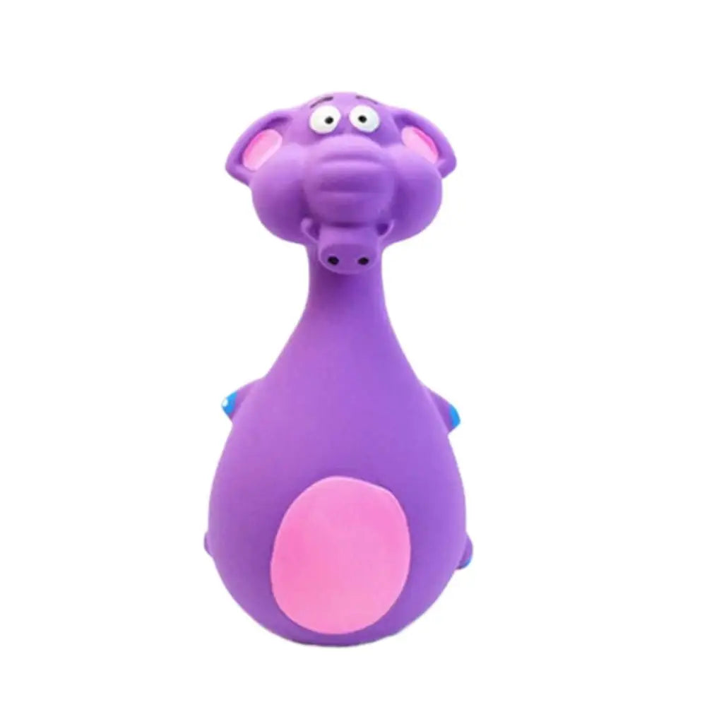 Latex Squeaky Dog Toy – Cartoon Animal Chew & Fetch Toy Squeaky Dog Toy QXL Purple
