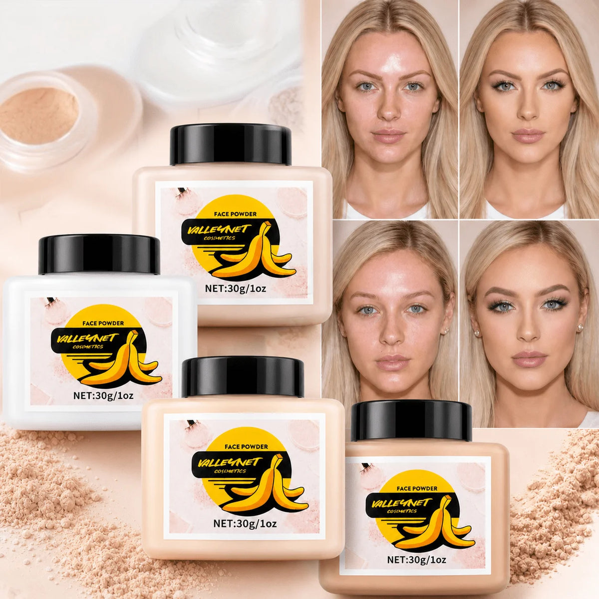 Matte Face Setting Loose Powder | Oil Control, 4 Shades Face Setting Powder QXL