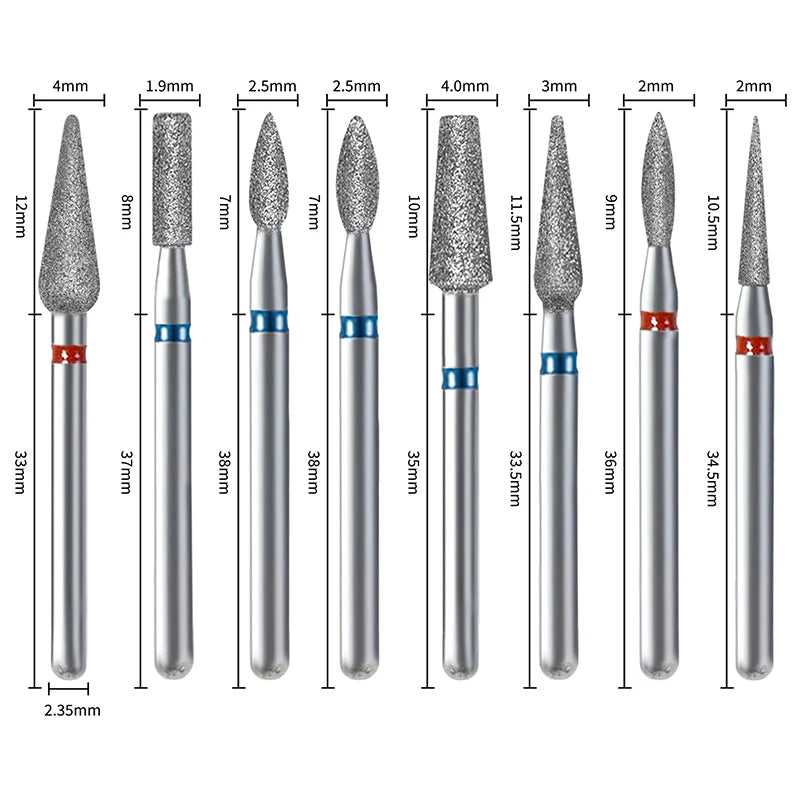 10-Pc Stainless Steel Nail Drill Bit Set | Manicure & Pedicure Nail Drill Bit Set QXL