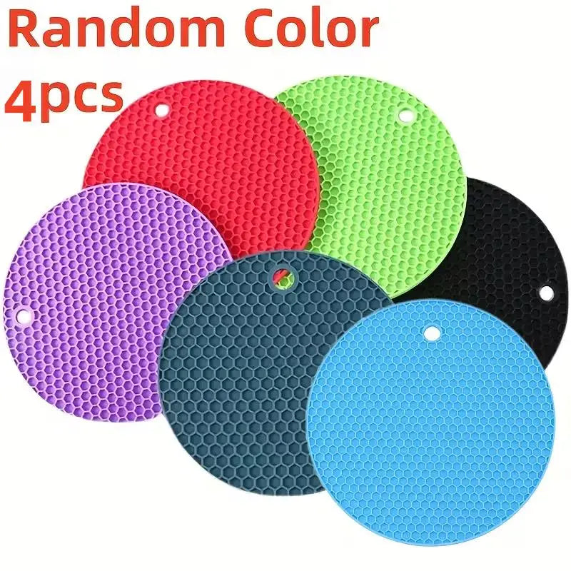 4-Piece Round Trivet Set | Heat-Resistant Pot Holder & Coaster Kitchen Trivet Set QXL 4pcs random color 4pcs random
