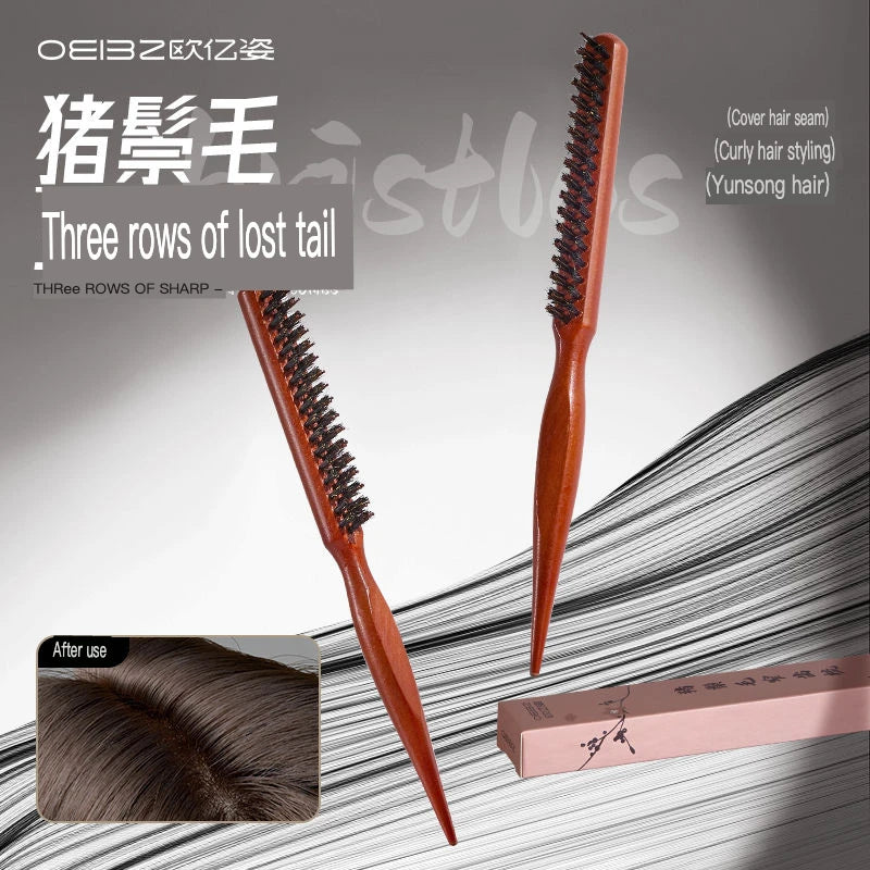 Wood Three-Row Teasing Comb | Anti-Static Fluffy Hair Styling Hair Teasing Comb QXL