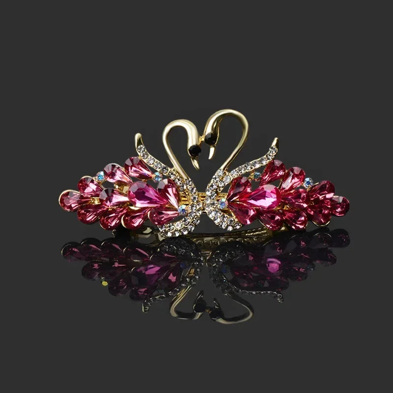 Swan Rhinestone Hair Clips | Colorful Barrettes for Women Rhinestone Hair Clip QXL No.2