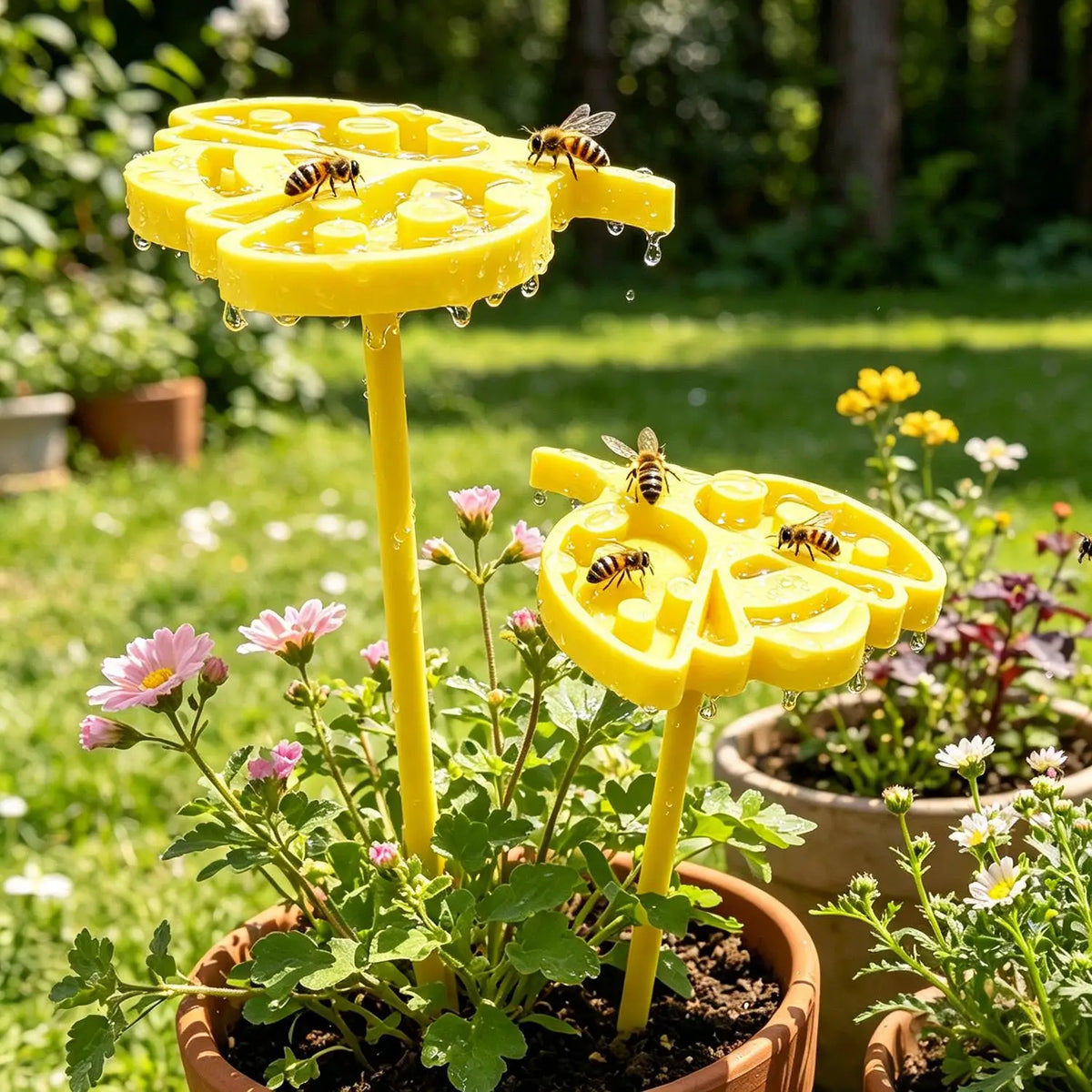 Bee-Shaped Insect Drinking Bowl & Butterfly Feeder Garden Stake Garden Stake Feeder QXL