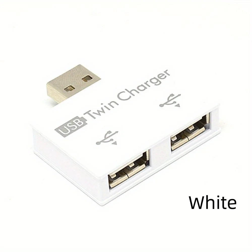 Mini USB 2.0 Hub Splitter – 1 to 2 Port Adapter for PC & Laptop USB Hub Splitter QXL White