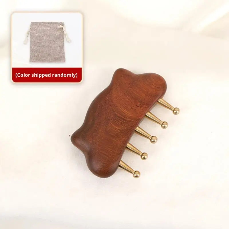 Brass & Sandalwood Gua Sha Massage Comb | Body & Scalp Gua Sha Massage Comb QXL A