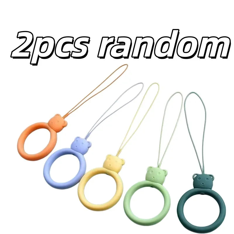 2-Pack Cute Bear Silicone Phone Wrist Strap Lanyards – 4 Colors Phone Wrist Lanyard QXL 2pcs random Nylon / Spandex
