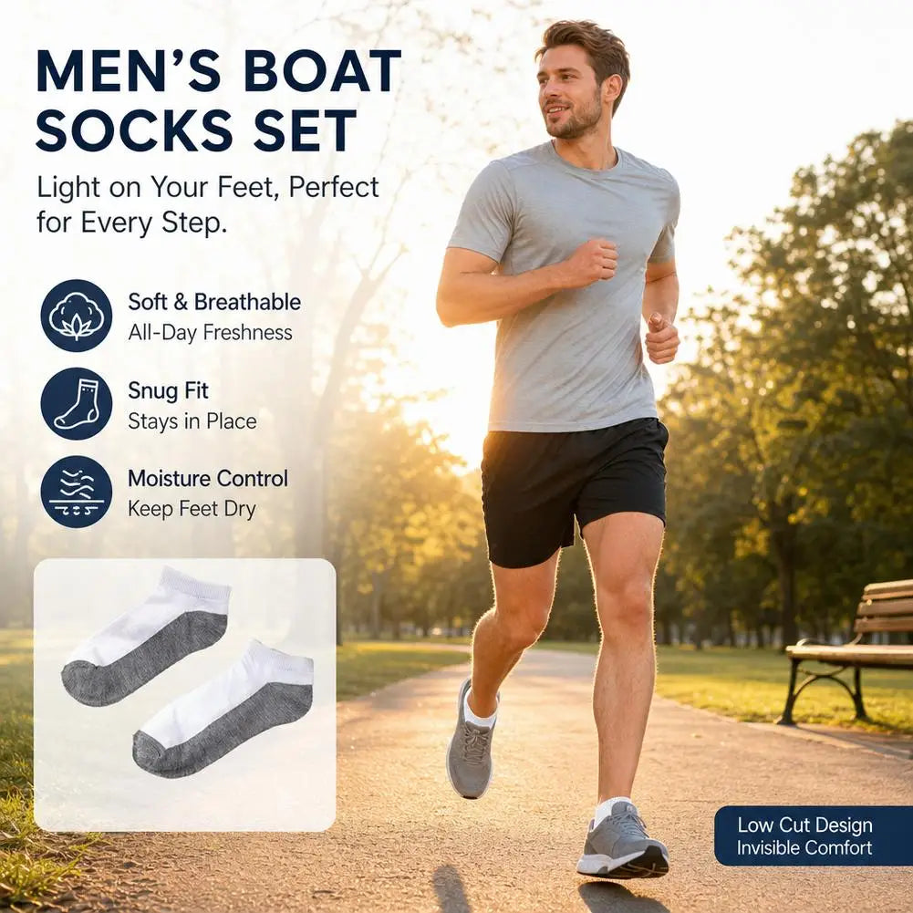 5-Pack Men's Low-Cut Ankle Socks | Breathable Polyester Men's Ankle Socks QXL