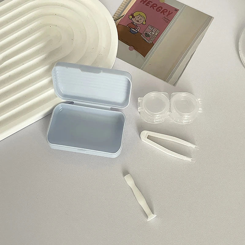 Candy Color Portable Contact Lens Case Kit with Tweezers Contact Lens Case QXL