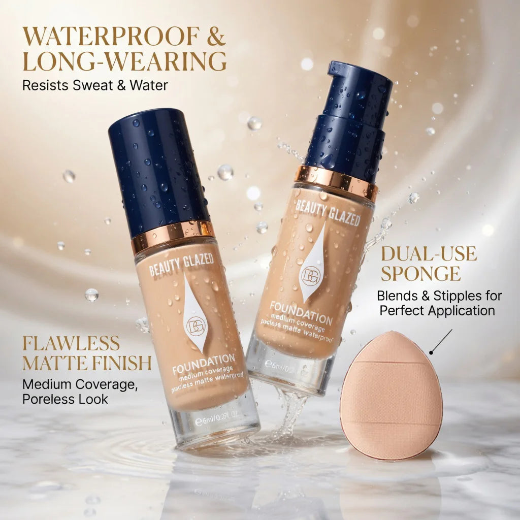 Beauty Glazed Matte Foundation Set | Full Coverage, 5 Shades Matte Foundation Set QXL