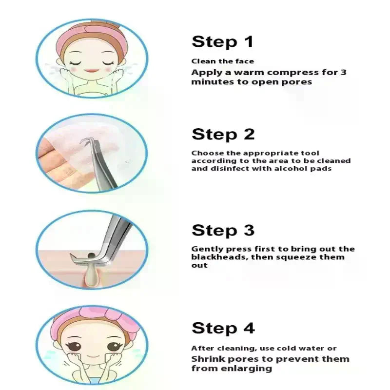 7-Shape Stainless Steel Comedone & Blackhead Remover Tool Comedone Remover Tool QXL