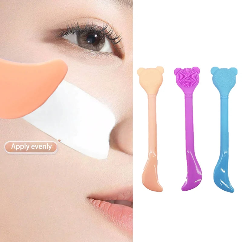 Double-Head Silicone Face Mask Brush & Skincare Spatula Face Mask Brush QXL