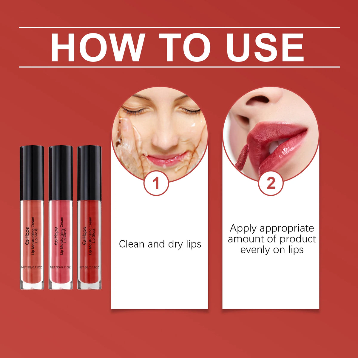 Eelhope Moisturizing Lip Gloss | Non-Sticky Glow 3g Moisturizing Lip Gloss QXL