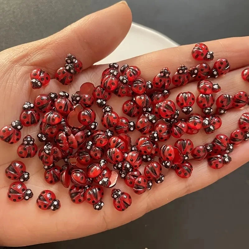 10-Pack 3D Kawaii Ladybug Resin Nail Charms | DIY Manicure Nail Art Charms QXL