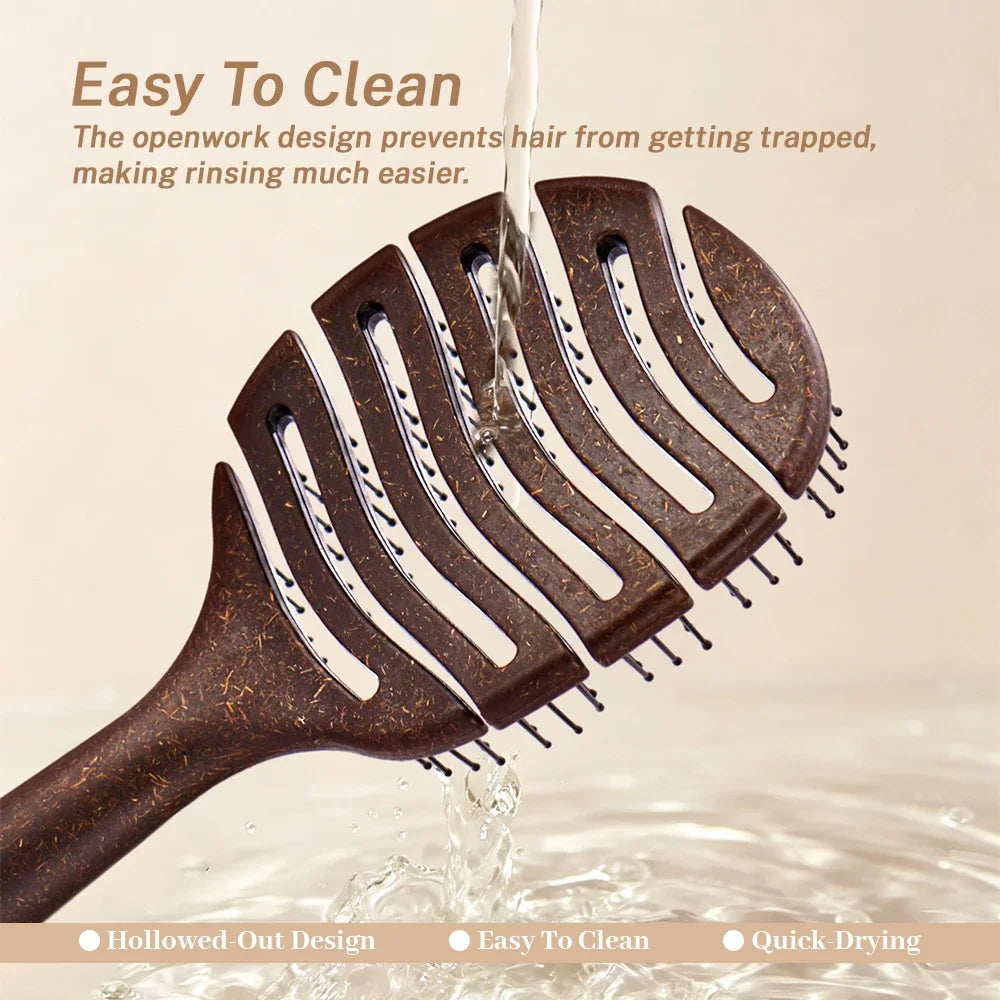 Long-Handle Hollow Bristle Comb – Anti-Static Wig Hair Brush Hair Comb QXL