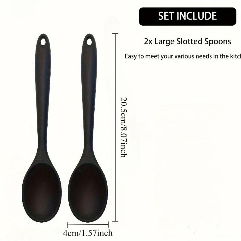 Silicone Cooking Spoons – Non-Stick, Heat Resistant, BPA-Free Silicone Cooking Spoon QXL 2pcs