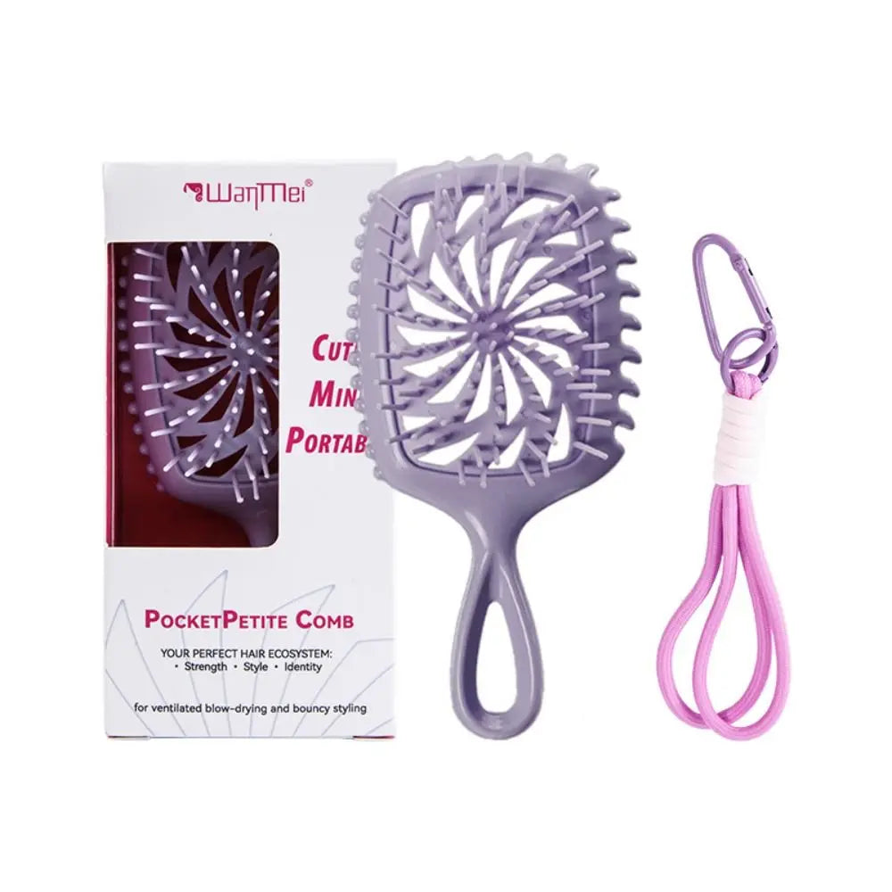 Portable Mini Anti-Static Hair Comb with Lanyard – Hollow Design Portable Hair Comb QXL