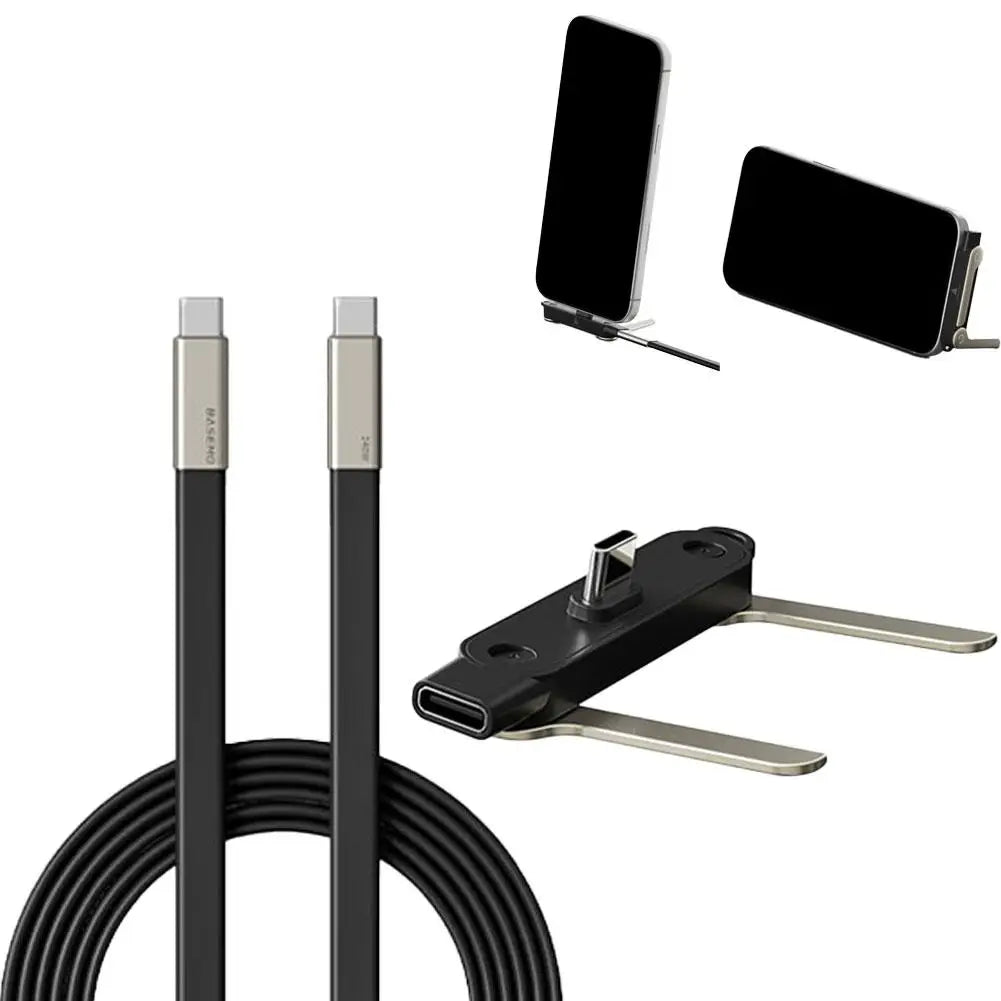 240W USB-C to USB-C Cable with Phone Stand | 1.5M PD USB-C Charging Cable QXL Data cable set