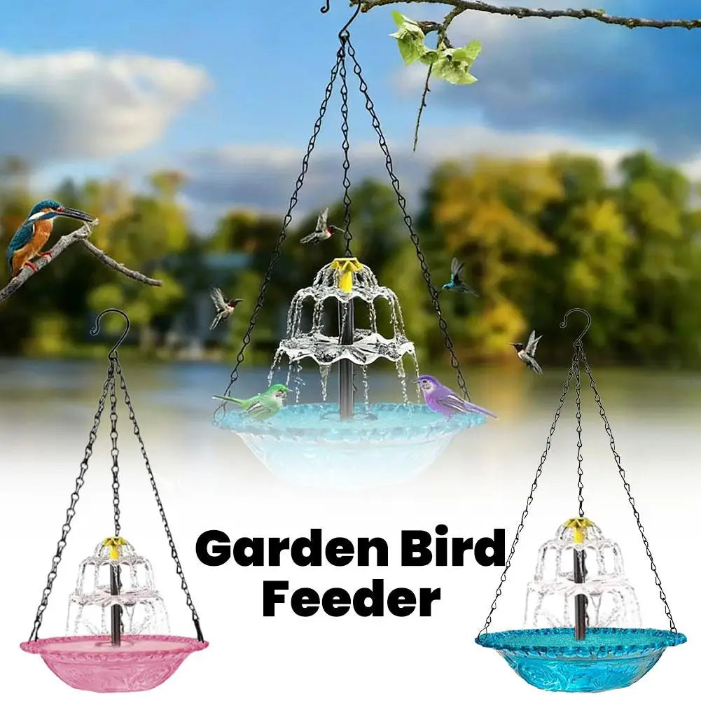 Hanging Solar Bird Bath Fountain | Garden Patio Decor Solar Bird Bath Fountain QXL