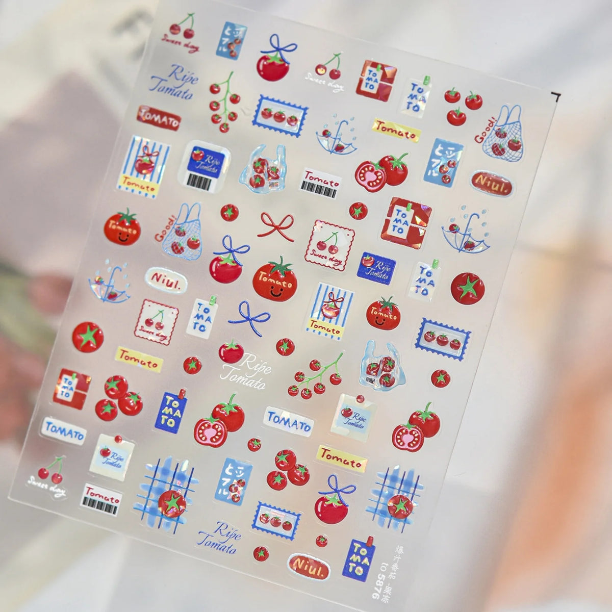 Tomato Cartoon 5D Nail Stickers | Cute Grocery Theme Decals Nail Art Stickers QXL