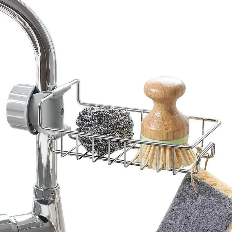Stainless Steel Faucet Organizer | Sink Soap & Sponge Rack Sink Faucet Organizer QXL Default Title