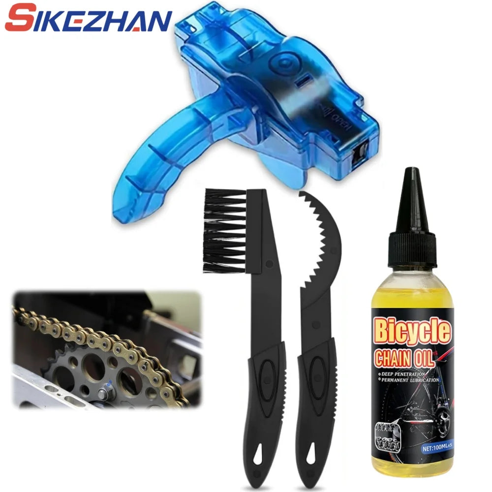 Bike Chain Cleaner Kit | Lubricant, Degreaser & Scrubber Tool Chain Cleaning Kit QXL