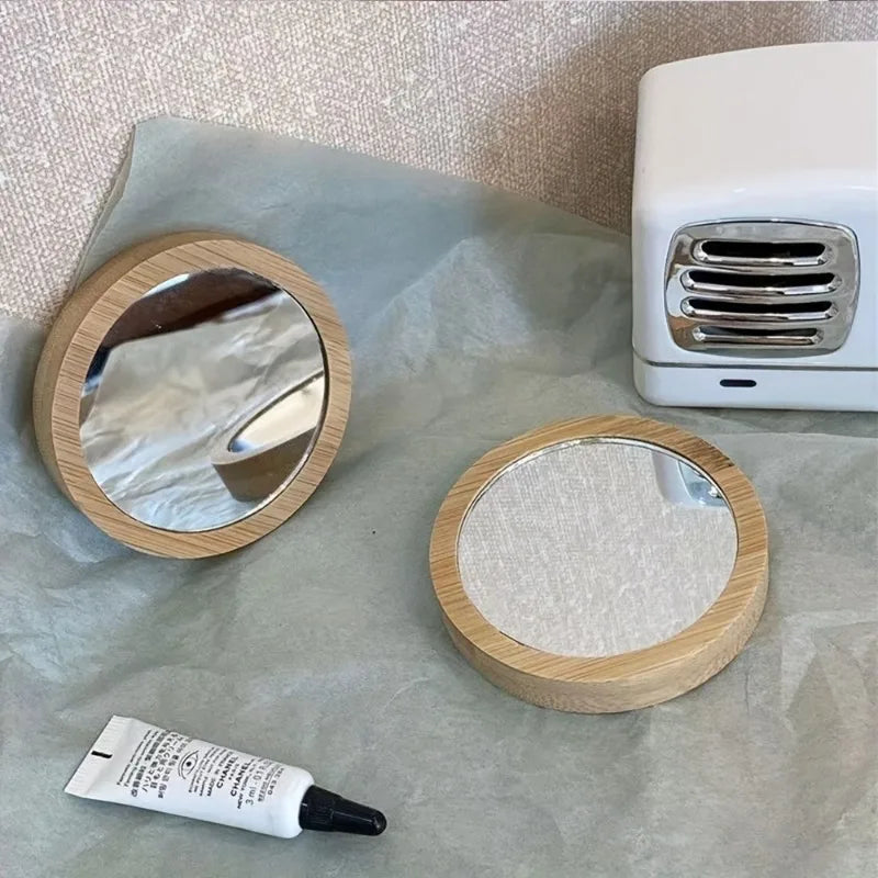 Compact Round Wooden Travel Mirror | Portable Handheld Mirror Portable Compact Mirror QXL