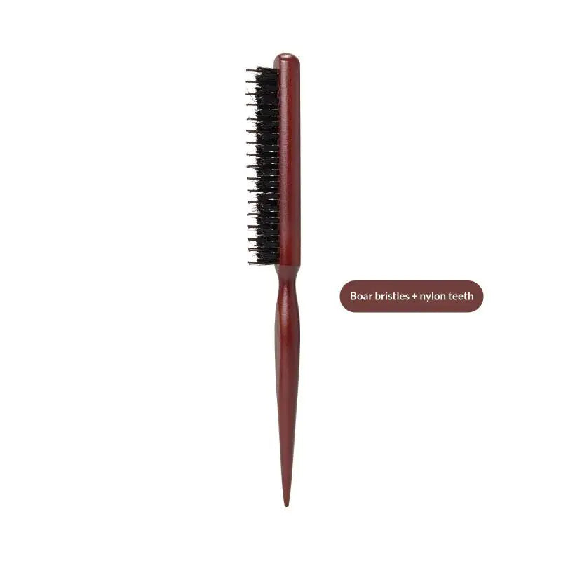 3-Row Boar Bristle Teasing Comb | Wooden Handle, All Hair Boar Bristle Comb QXL